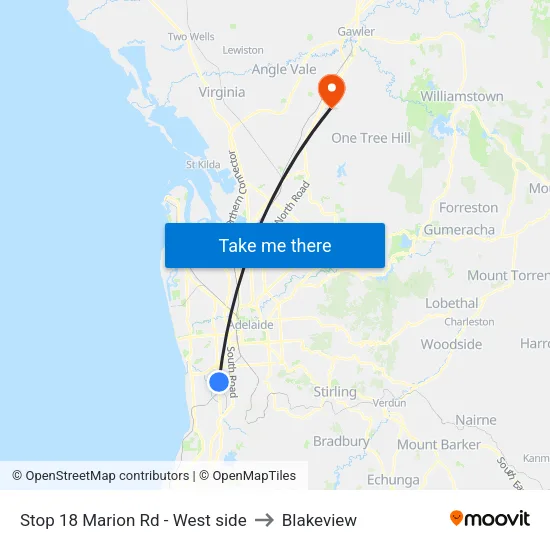 Stop 18 Marion Rd - West side to Blakeview map