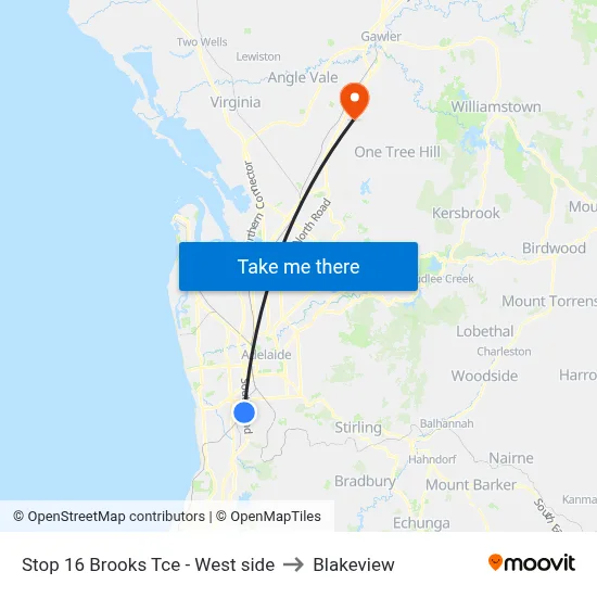 Stop 16 Brooks Tce - West side to Blakeview map