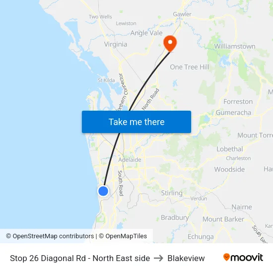 Stop 26 Diagonal Rd - North East side to Blakeview map