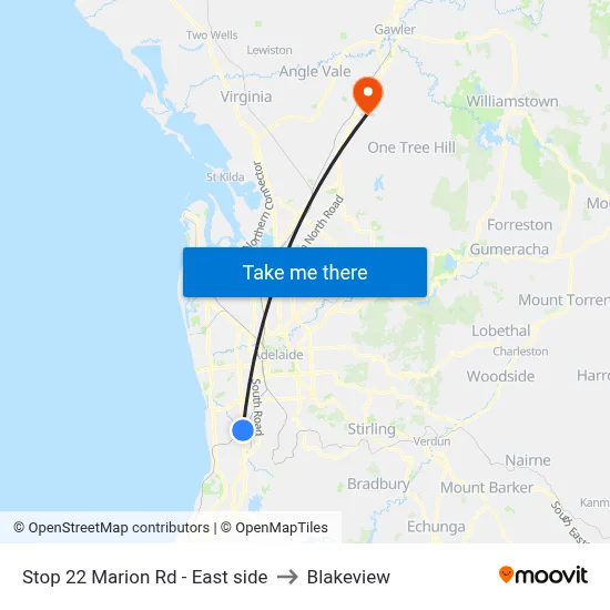 Stop 22 Marion Rd - East side to Blakeview map