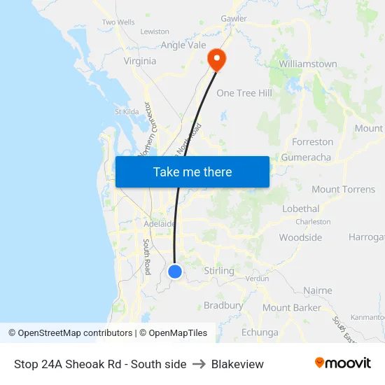 Stop 24A Sheoak Rd - South side to Blakeview map