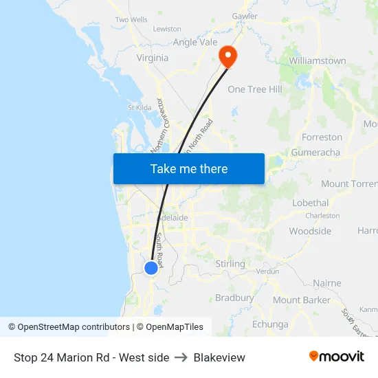 Stop 24 Marion Rd - West side to Blakeview map