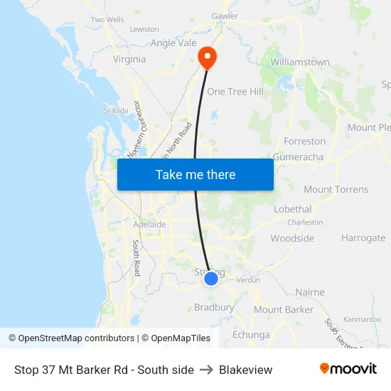 Stop 37 Mt Barker Rd - South side to Blakeview map