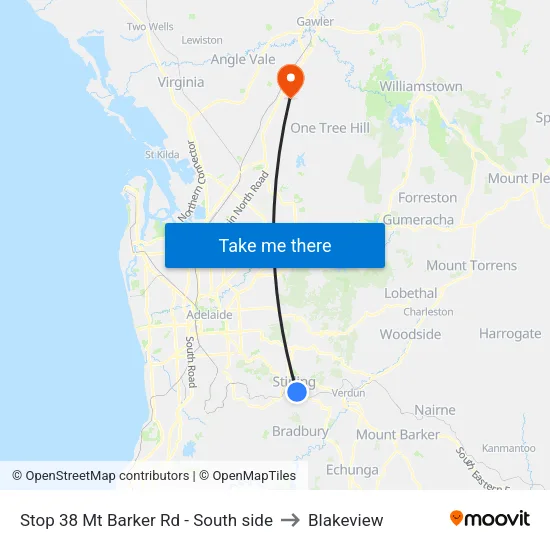 Stop 38 Mt Barker Rd - South side to Blakeview map