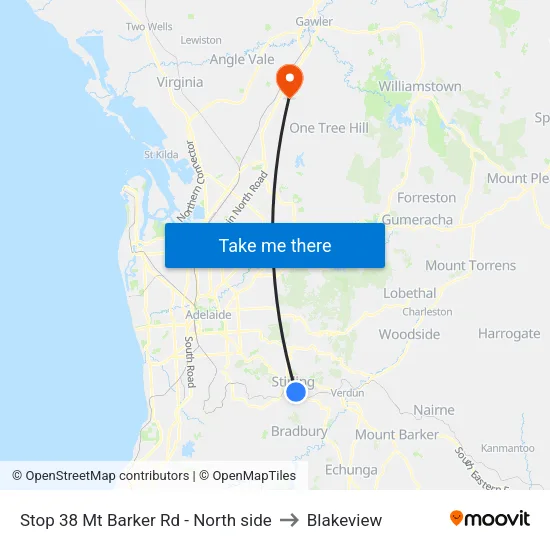 Stop 38 Mt Barker Rd - North side to Blakeview map