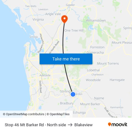 Stop 46 Mt Barker Rd - North side to Blakeview map