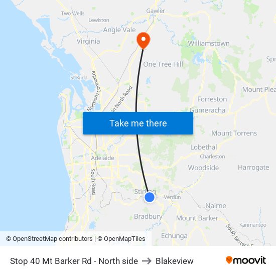 Stop 40 Mt Barker Rd - North side to Blakeview map