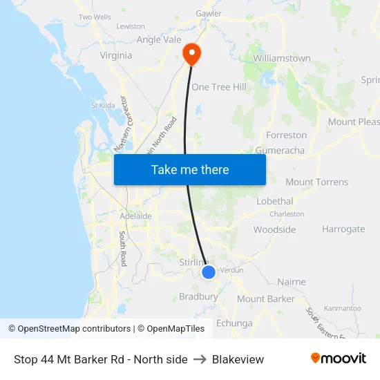 Stop 44 Mt Barker Rd - North side to Blakeview map