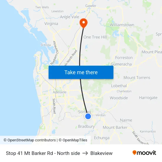 Stop 41 Mt Barker Rd - North side to Blakeview map