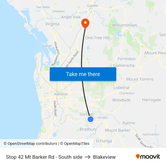 Stop 42 Mt Barker Rd - South side to Blakeview map
