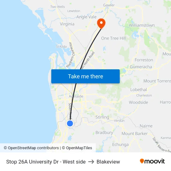 Stop 26A University Dr - West side to Blakeview map