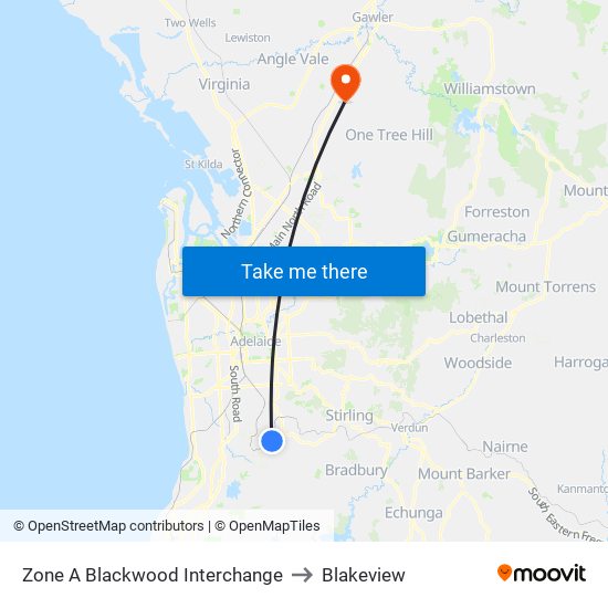 Zone A Blackwood Interchange to Blakeview map