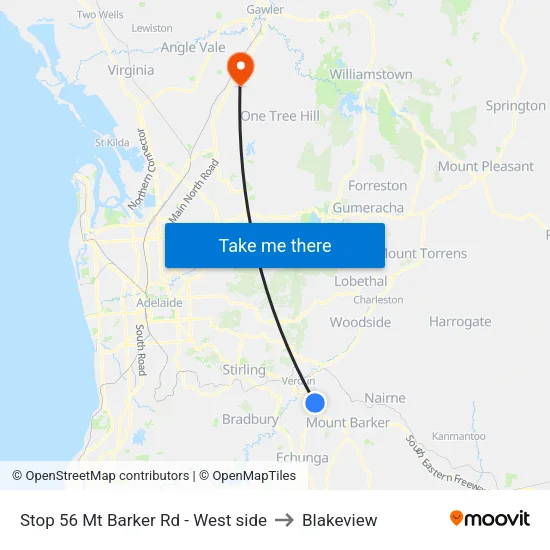 Stop 56 Mt Barker Rd - West side to Blakeview map