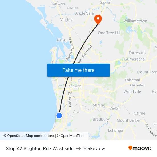 Stop 42 Brighton Rd - West side to Blakeview map