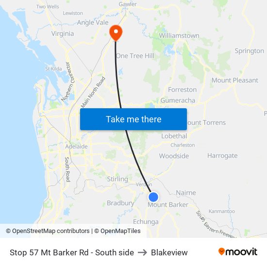 Stop 57 Mt Barker Rd - South side to Blakeview map