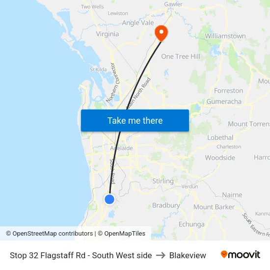 Stop 32 Flagstaff Rd - South West side to Blakeview map
