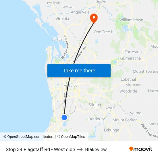 Stop 34 Flagstaff Rd - West side to Blakeview map