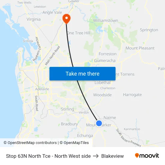 Stop 63N North Tce - North West side to Blakeview map