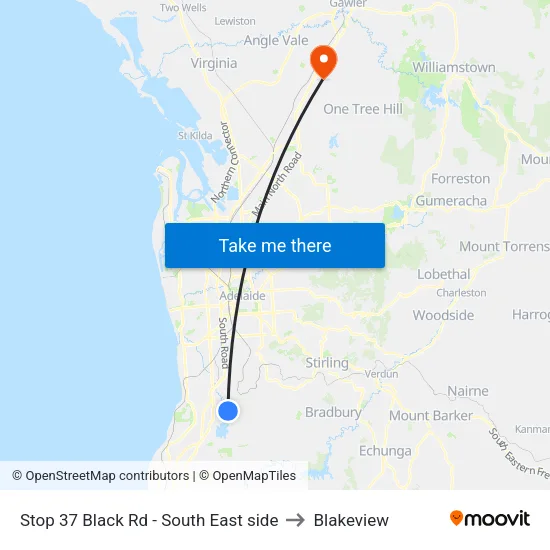 Stop 37 Black Rd - South East side to Blakeview map