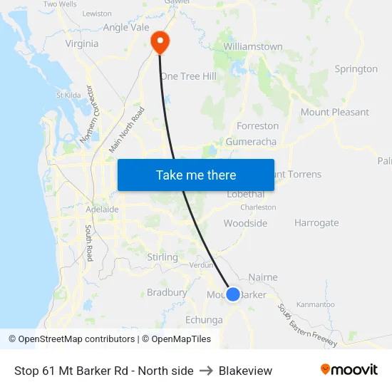 Stop 61 Mt Barker Rd - North side to Blakeview map