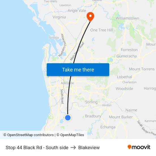 Stop 44 Black Rd - South side to Blakeview map