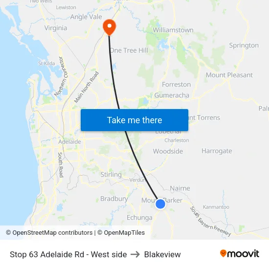 Stop 63 Adelaide Rd - West side to Blakeview map