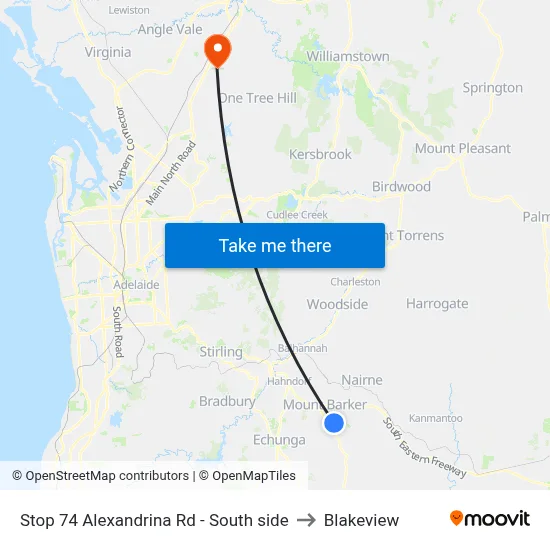 Stop 74 Alexandrina Rd - South side to Blakeview map
