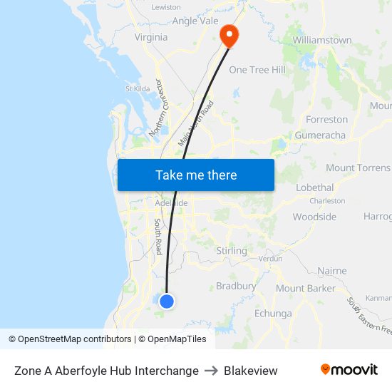 Zone A Aberfoyle Hub Interchange to Blakeview map