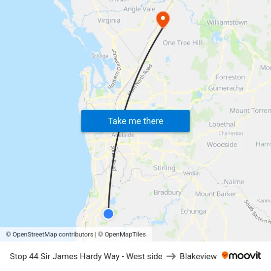 Stop 44 Sir James Hardy Way - West side to Blakeview map
