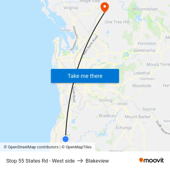 Stop 55 States Rd - West side to Blakeview map
