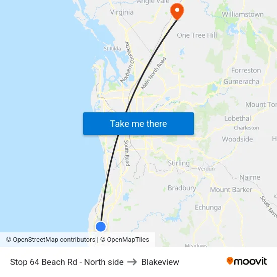 Stop 64 Beach Rd - North side to Blakeview map