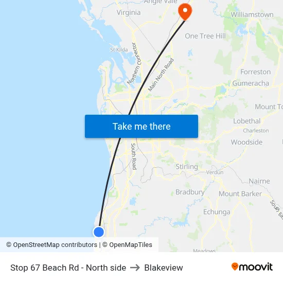 Stop 67 Beach Rd - North side to Blakeview map
