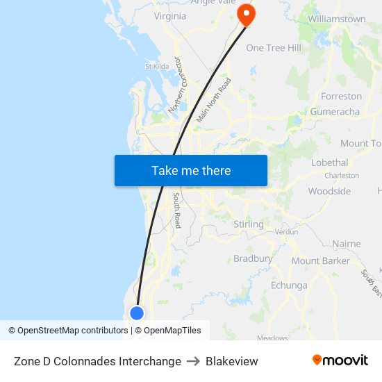 Zone D Colonnades Interchange to Blakeview map