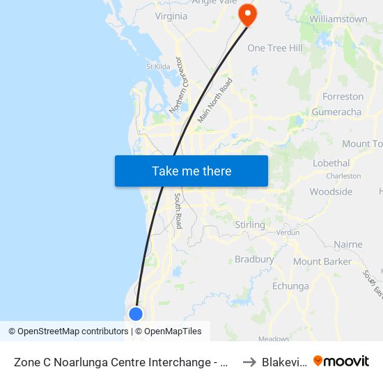 Zone C Noarlunga Centre Interchange - West side to Blakeview map