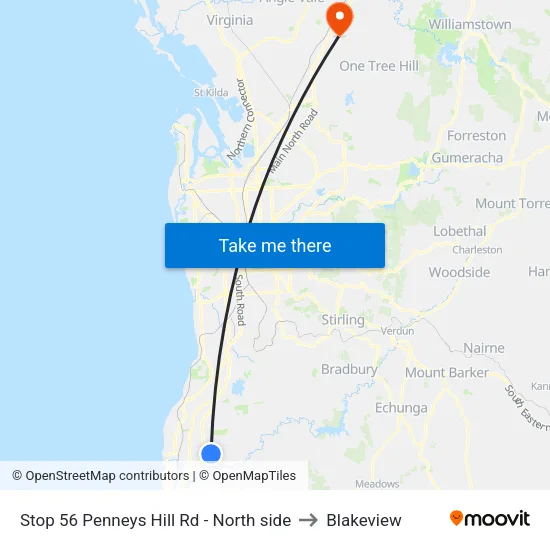 Stop 56 Penneys Hill Rd - North side to Blakeview map