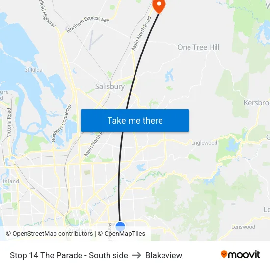 Stop 14 The Parade - South side to Blakeview map