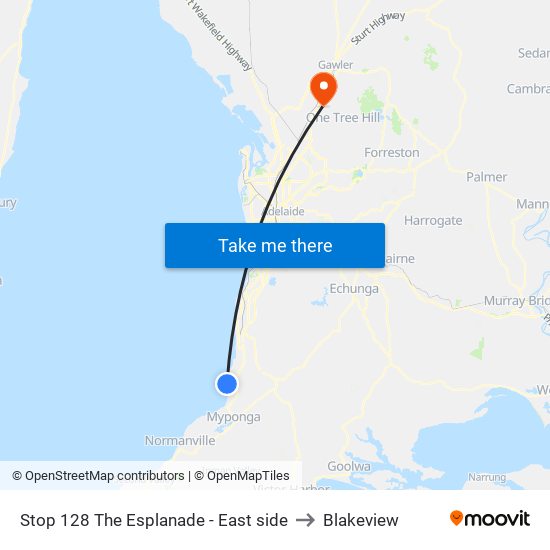 Stop 128 The Esplanade - East side to Blakeview map