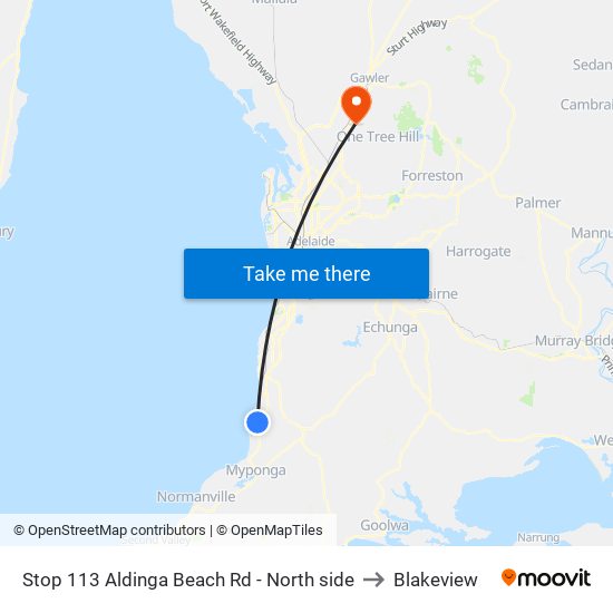 Stop 113 Aldinga Beach Rd - North side to Blakeview map
