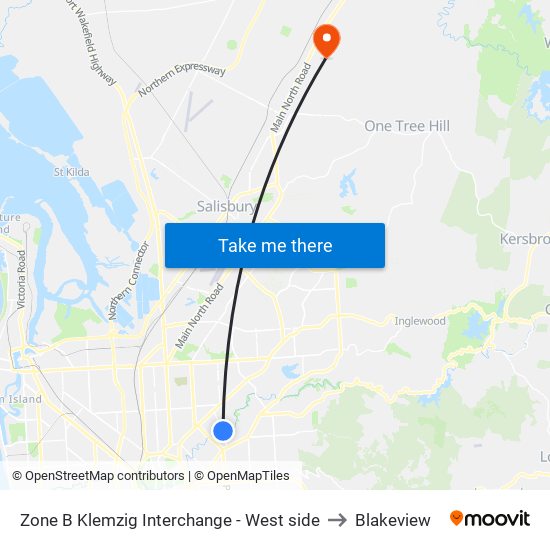 Zone B Klemzig Interchange - West side to Blakeview map