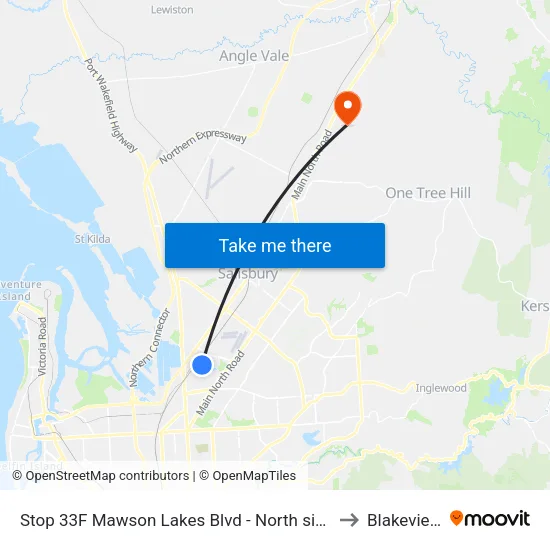 Stop 33F Mawson Lakes Blvd - North side to Blakeview map