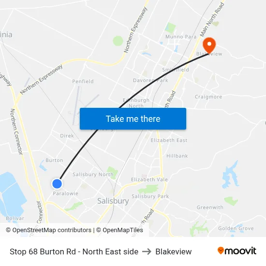 Stop 68 Burton Rd - North East side to Blakeview map