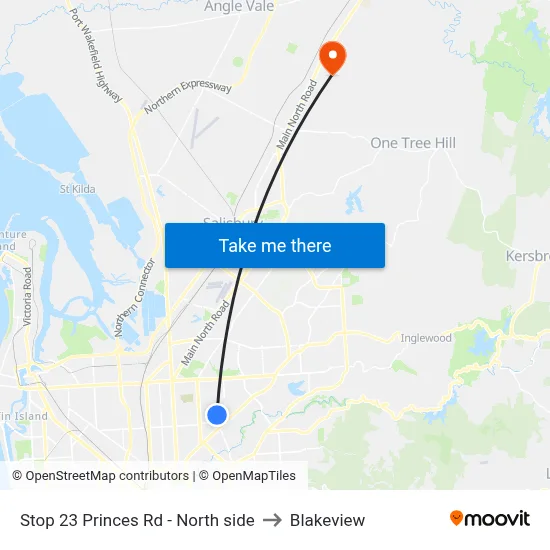 Stop 23 Princes Rd - North side to Blakeview map