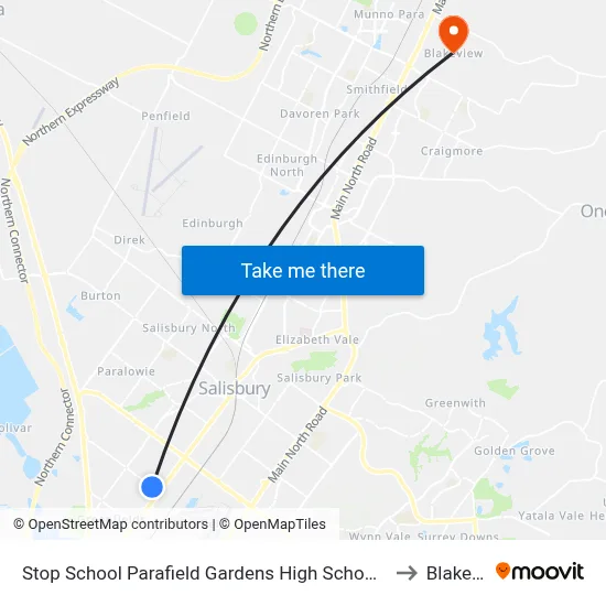 Stop School Parafield Gardens High School Shepherdson Rd to Blakeview map
