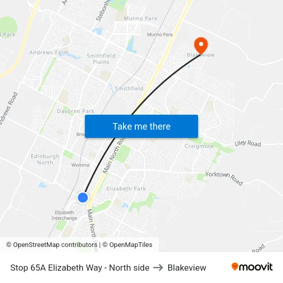 Stop 65A Elizabeth Way - North side to Blakeview map