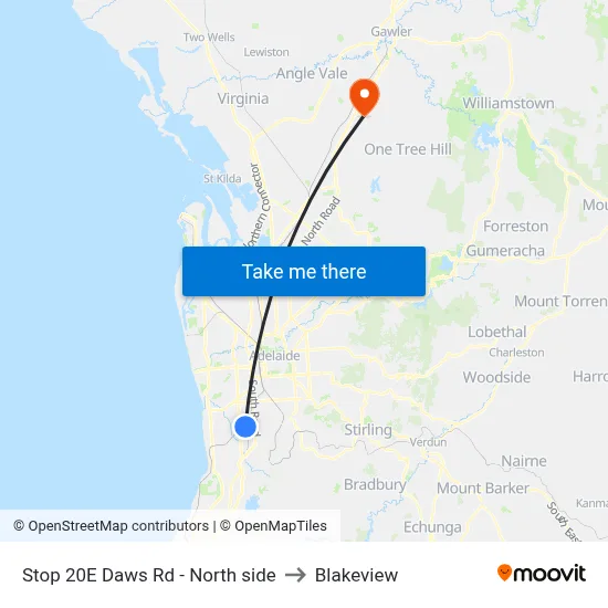 Stop 20E Daws Rd - North side to Blakeview map