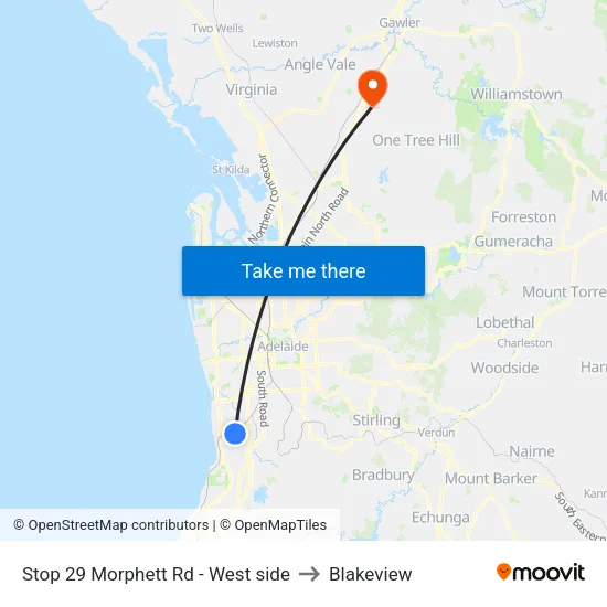 Stop 29 Morphett Rd - West side to Blakeview map