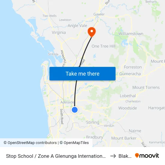 Stop School / Zone A Glenunga International High School Conyngham St to Blakeview map