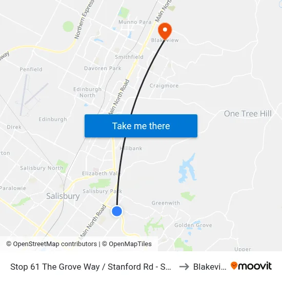 Stop 61 The Grove Way / Stanford Rd - South side to Blakeview map