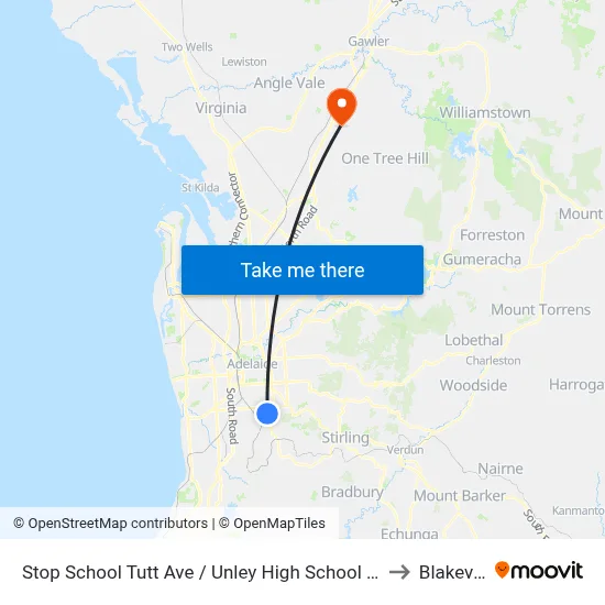 Stop School Tutt Ave / Unley High School - South side to Blakeview map