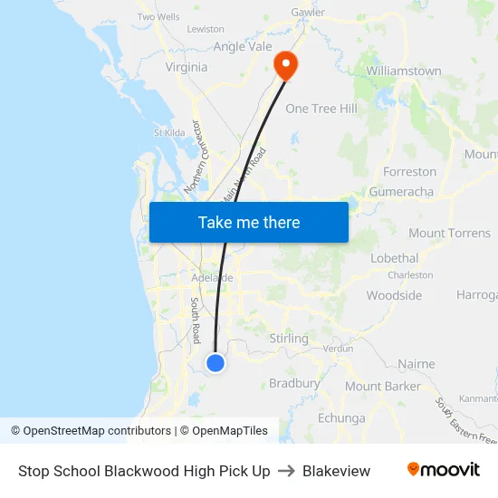 Stop School Blackwood High Pick Up to Blakeview map